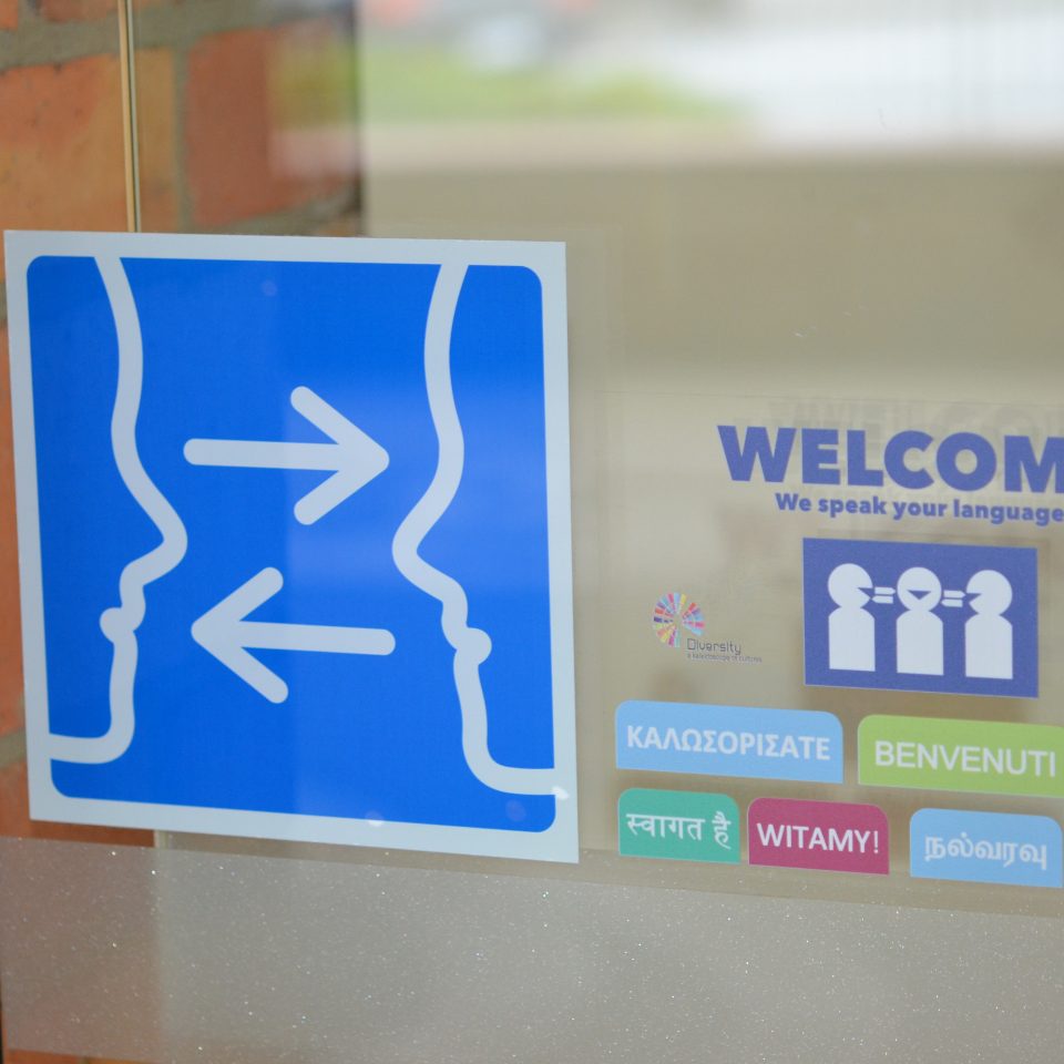 Communication Access symbol on a window